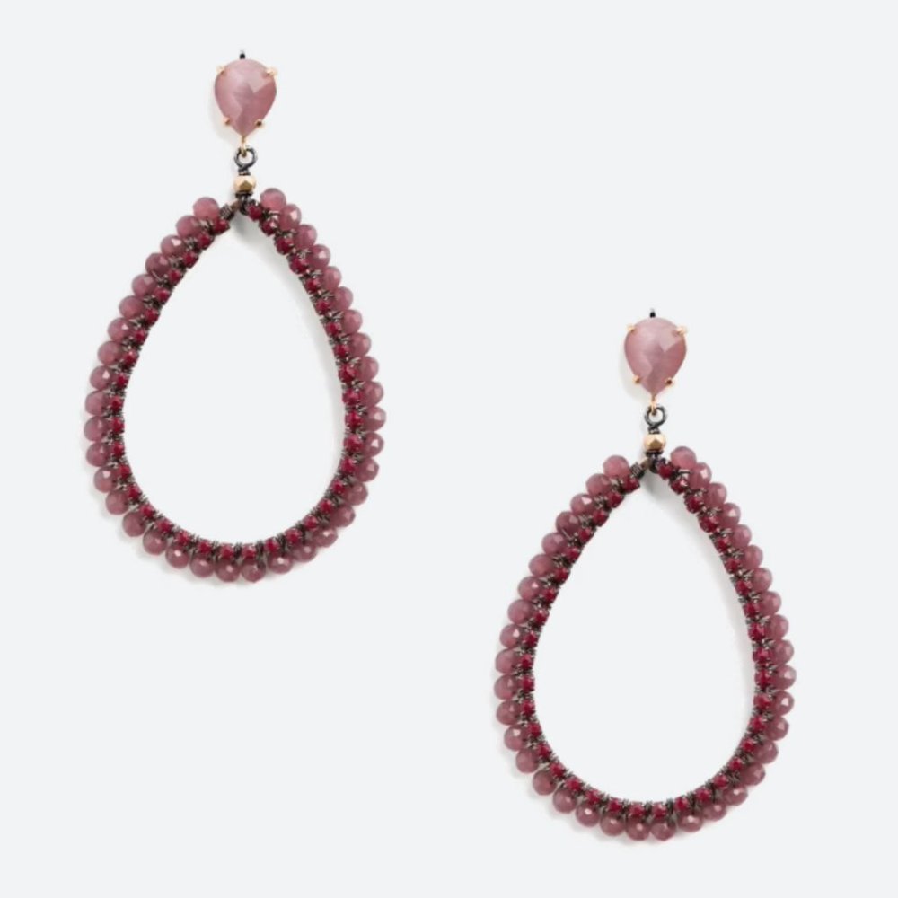 NWOT! NAKAMOL Florian Natural Stone and Bead Drop Earrings, Light Weight, Pink